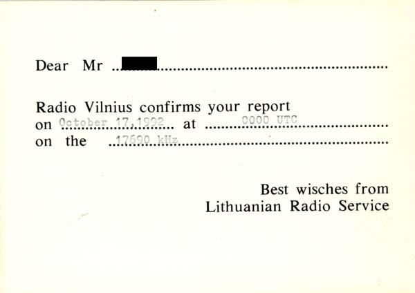 Vilnius QSL Data